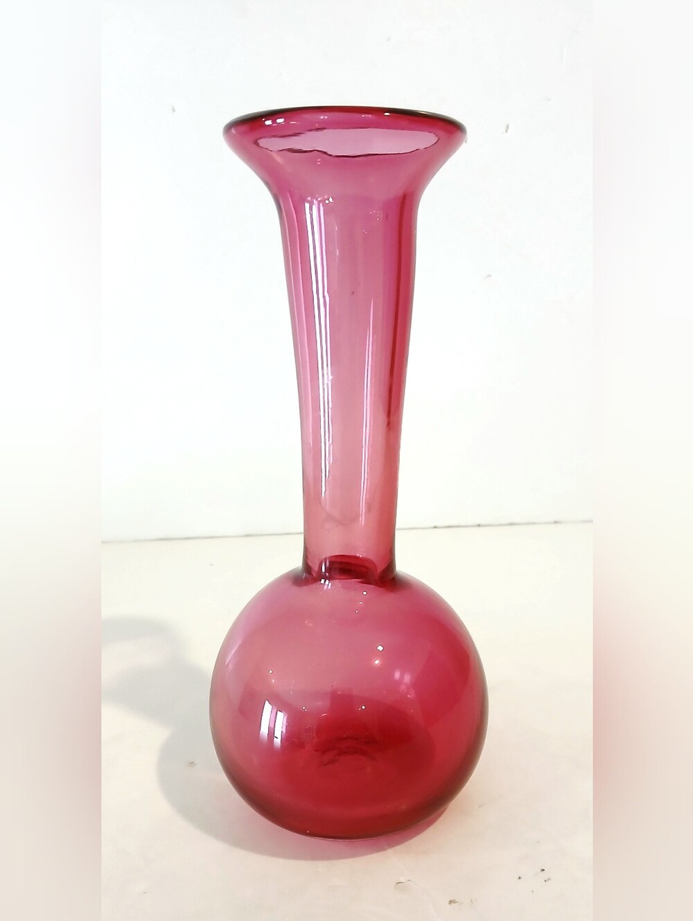 Vintage Cranbwrry Pink Blown Glass Bud Vase - Elegant Home Accent